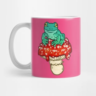 Happy Frog on a Small Mushroom Mug